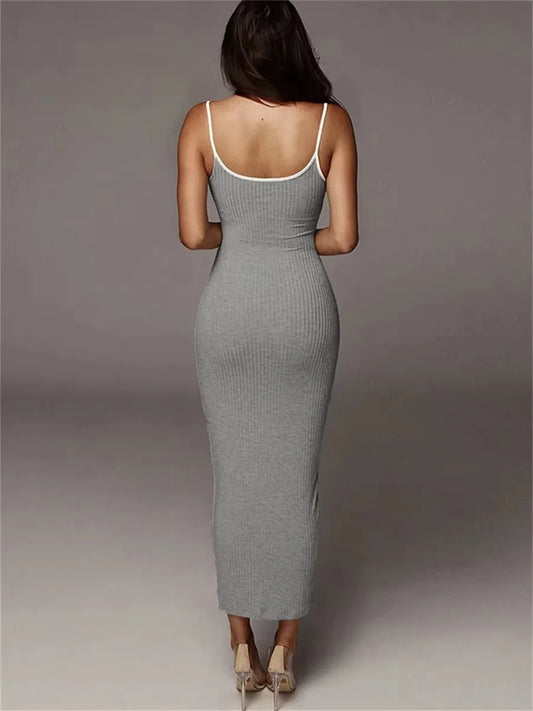 Women's summer style pit striped knitted camisole dress, women's sexy exposed backpack hip dress