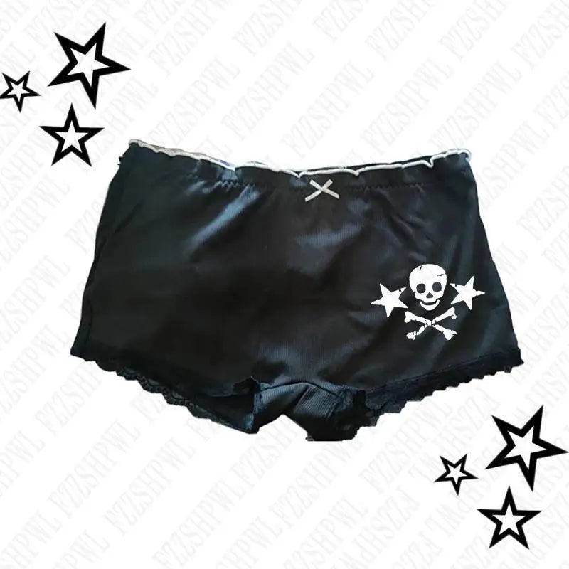 Y2k Shorts Skull Print Streetwear Gothic Graphic Camis Summer Vintage Hip Hop Sleeveless EGirl Dark Punk Sexy Harajuku Crop Top Hei