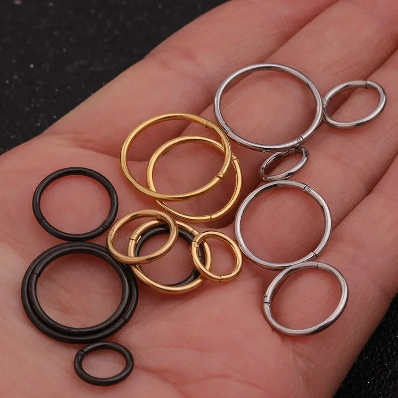 1PC Stainless Steel Simple Classic Round Circle Hoop Earrings For Women Men Punk Smooth 6-16mm Huggie Earring Piercing Jewelry