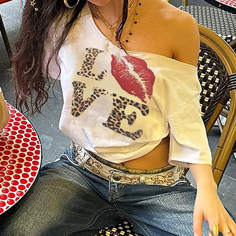Cuteandpsycho Casual Sexy Crewneck Cropped Tops Slim Streetwear Summer Elastic Vintage Tees Short Sleeved Y2k Punk Clothings