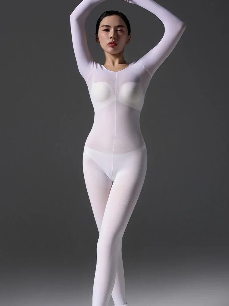 Sexy Cosplay Maid Tights Unisex Close Open Crotch Shaping Seamless Bodysuits Five Finger Gloves Jumpsuits Leotard Bodystocking Badiee Stylez