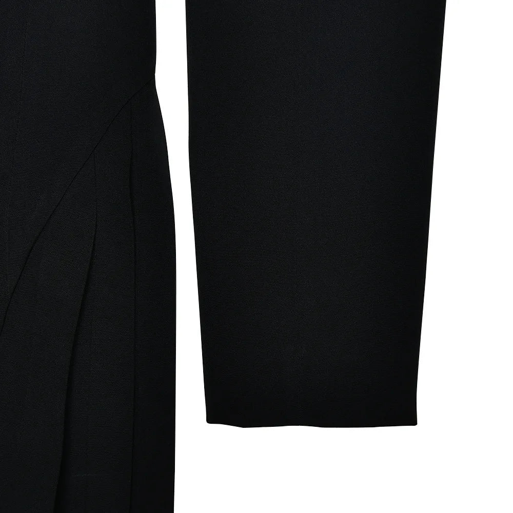 2025 Autumn New Fashion V-Neck Short Dress Women Elegant Temperament Office Lady Blazer Dress Sexy Slim Pleated Black Dresses