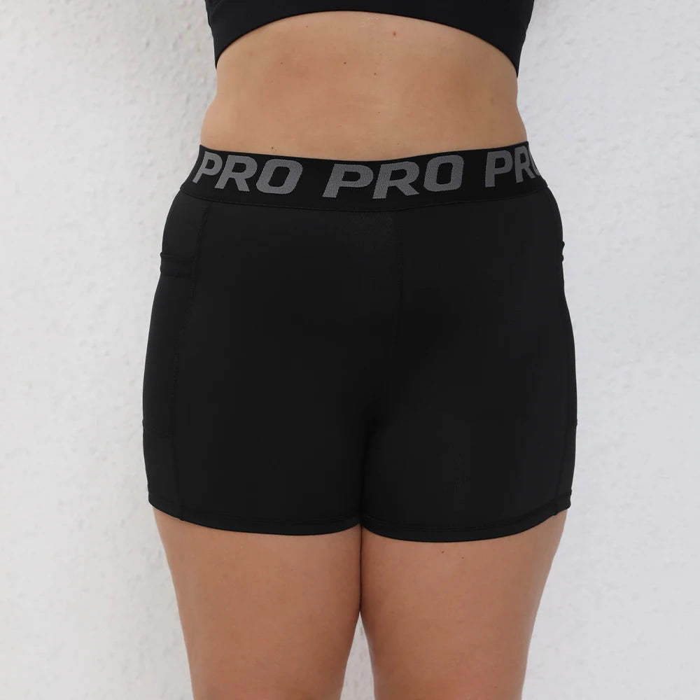 Plus Size Women Letter Shorts for Mesh Pocket Black High Waist Yoga Shorts For Fitness Running Workout Woman Pants 0XL-4XL