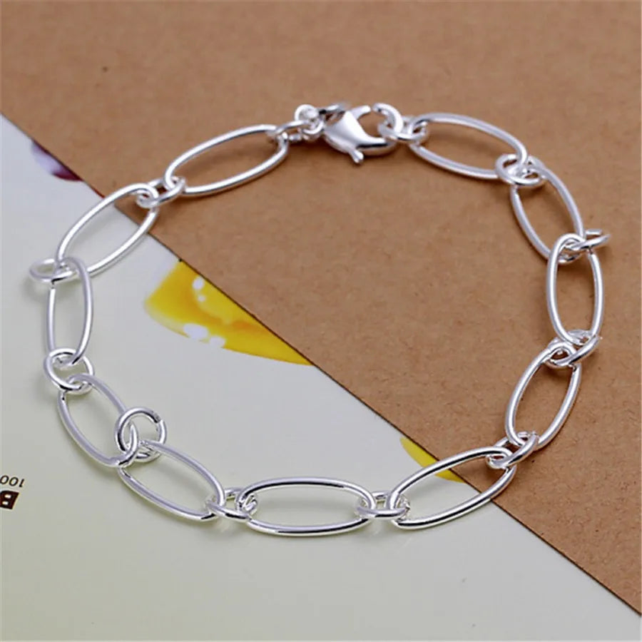 New High quality 925 Sterling Silver 4MM Women Men chain Male Twisted Rope Bracelets Fashion Silver Jewelry H194
