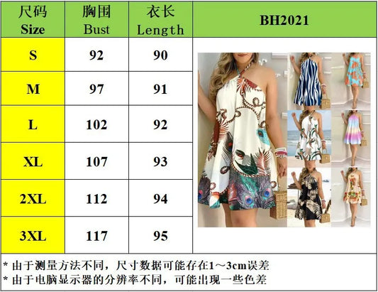 Floral Print Halter Neck Dress Boho Backless Halter Dress For Spring Summer Women's Clothing