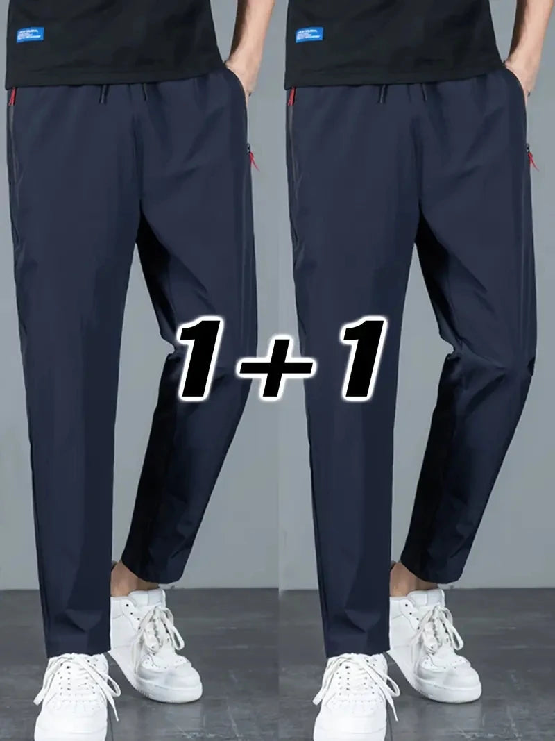 2 Pieces Men's Casual Pants Stretch Elastic Waist Jogger Korean Classic Blue Black Gray Male Brand Trousers Plus Size Badiee Stylez