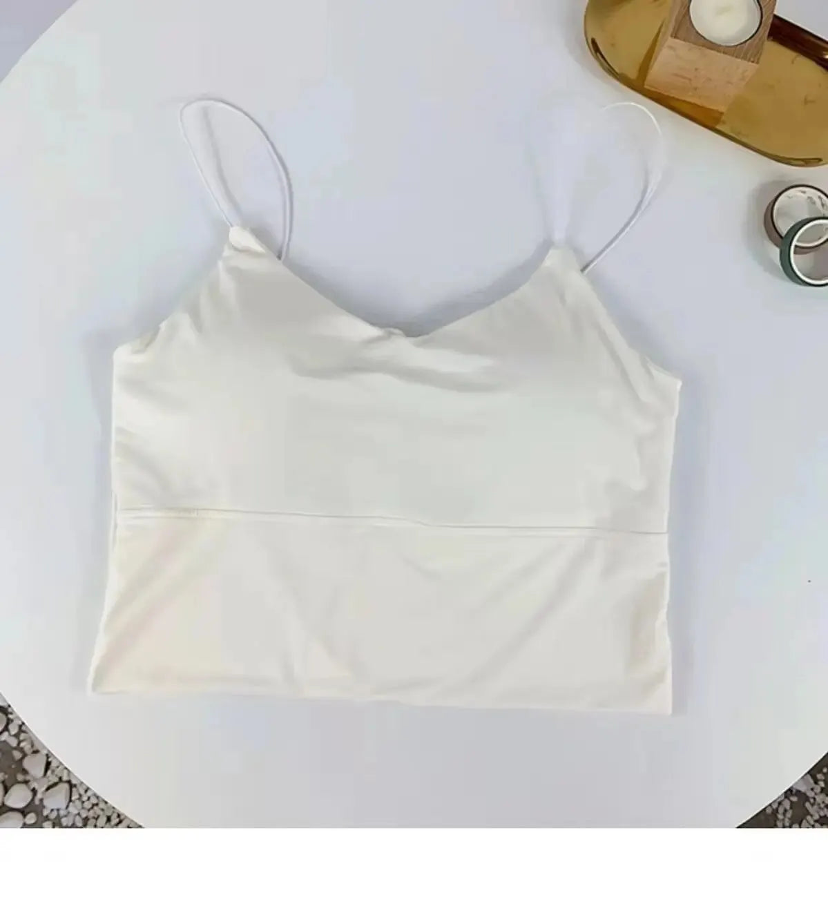 1pc Women Sexy Solid Color Camisole Ice Silk Tube Seamless Sports Tank Top Wireless Underwear Padded Bra Bralette Vest One Size WHITE