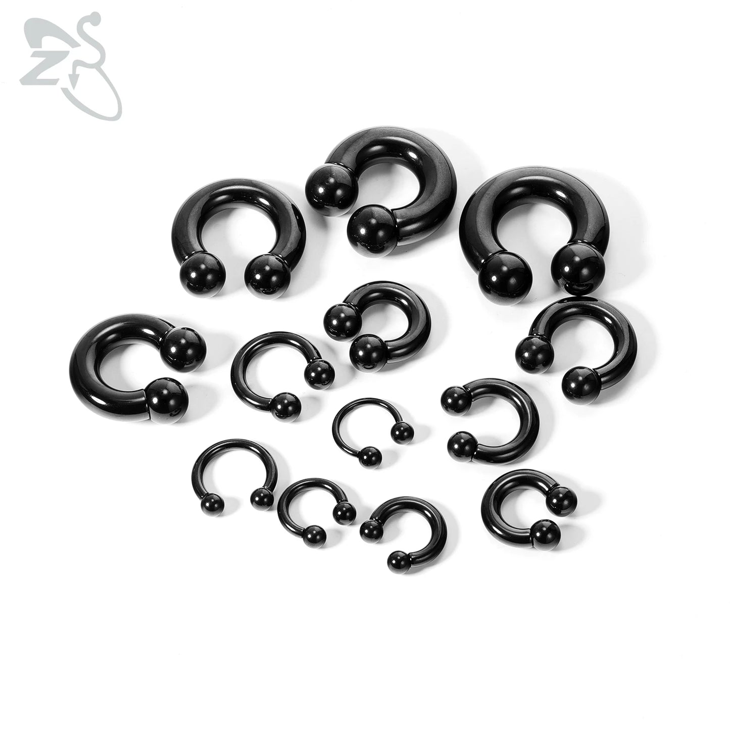 ZS 1 Piece 2/4/6/8G Black Color Stainelss Steel Horseshoe Nose Ring Men Punk Large Gauge Piercings Ear Expander Septum Piercing