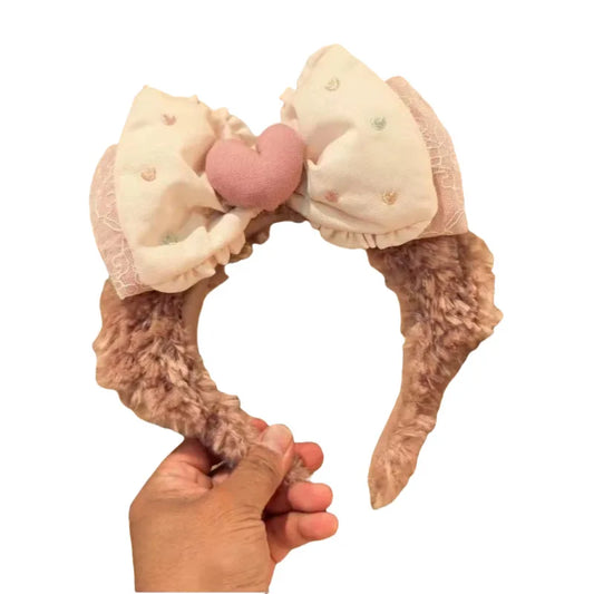 Miniso Navy Cap Star Dream Melody Best Friend Gift Headband Bow Cute Duffy Bear Plush Headband Amusement Park Photo