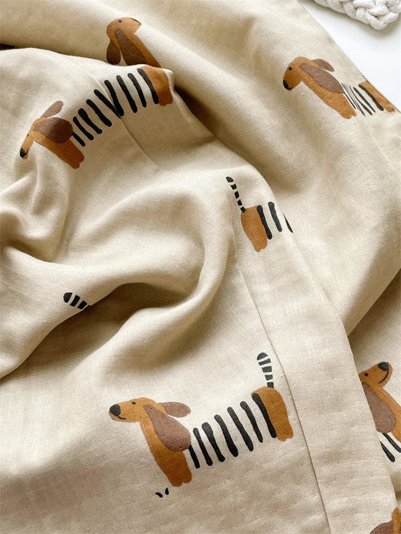 Spring Autumn 100% Cotton Women's Pajamas Cute Dachshund Print Two Pieces Set Long Sleeve Tops Full Length Pants Sleepwear 49910