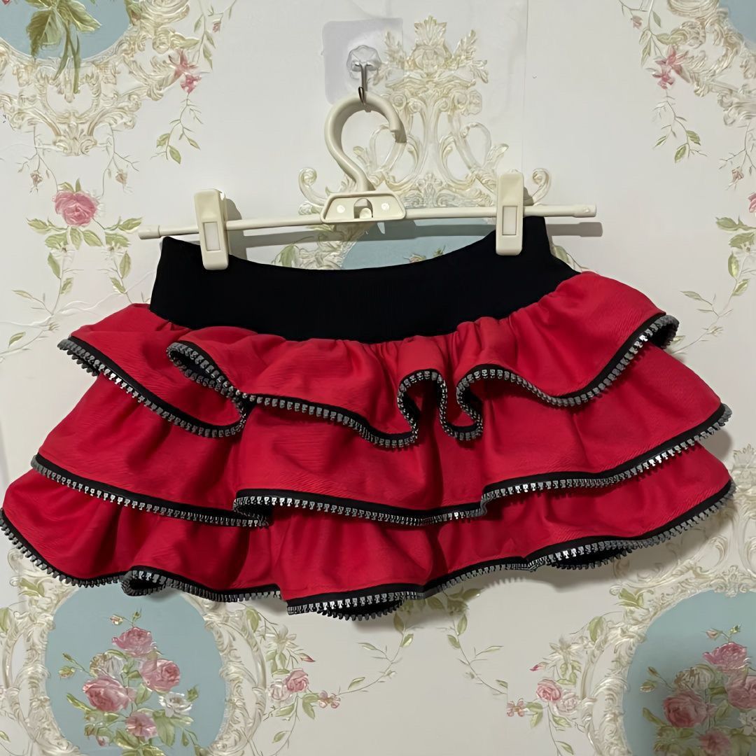 Zipper Half Skirt for Women Retro Punk Subculture Cake Puffy Skirt Japanese Lolita Y2K Spicy Girl High Waist Ultra Short Skirt