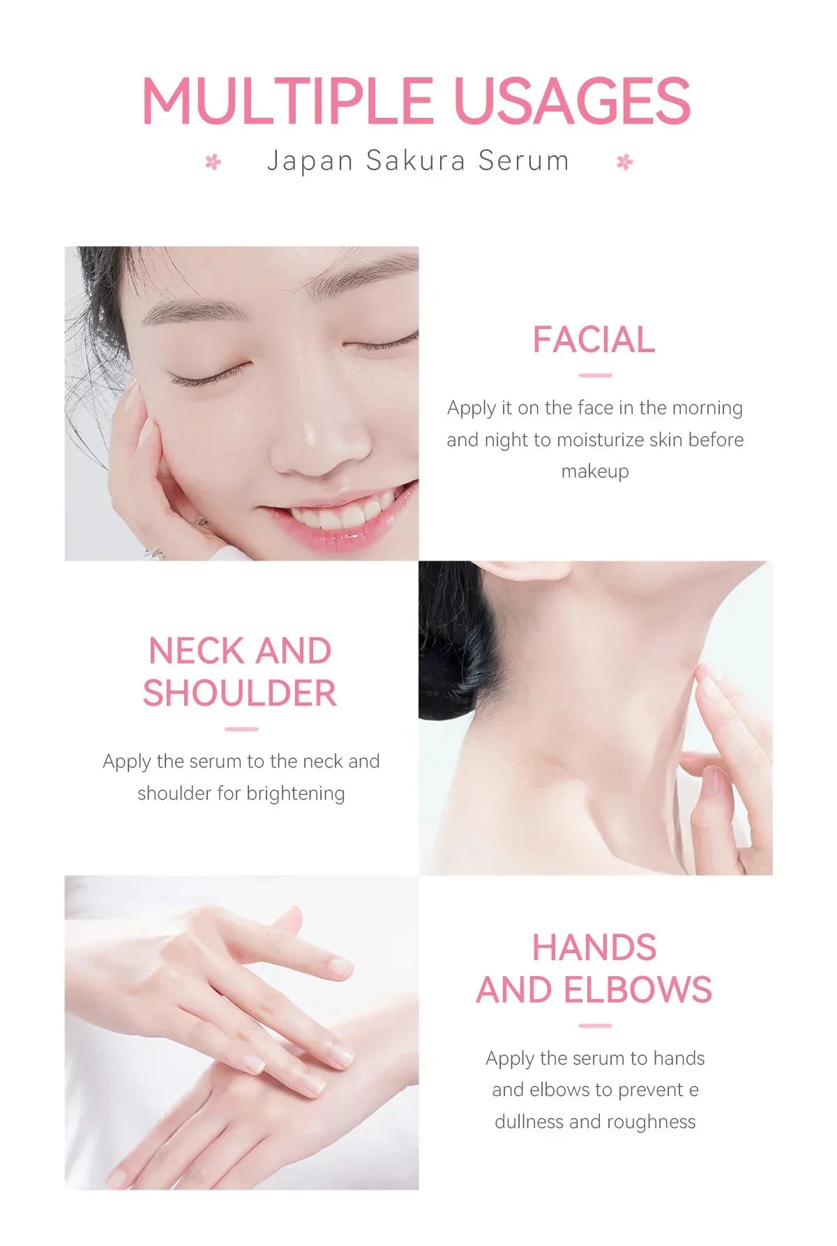 Sakura Whitening Face Serum Fade Fine Lines Anti Aging Tighten Pores Improve Melanin Pigment Dull Moisturizer Brighten Skin Care