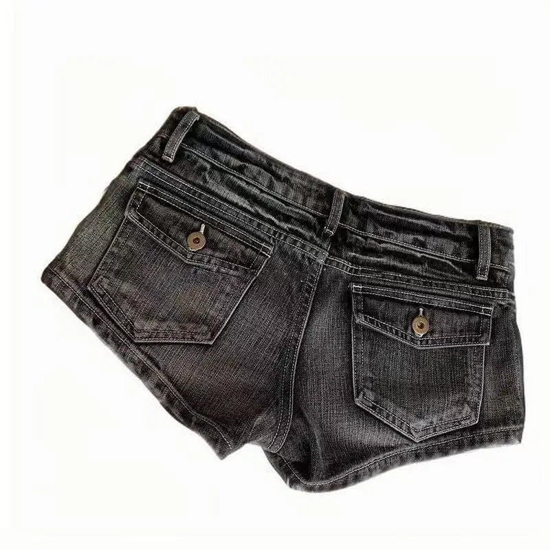 Y2K Womens Casual Retro Harajuku Gothic Punk Shorts Fashionable Trendy Lace Spliced jeans Sexy Slim Strap Low Waist Shorts 1