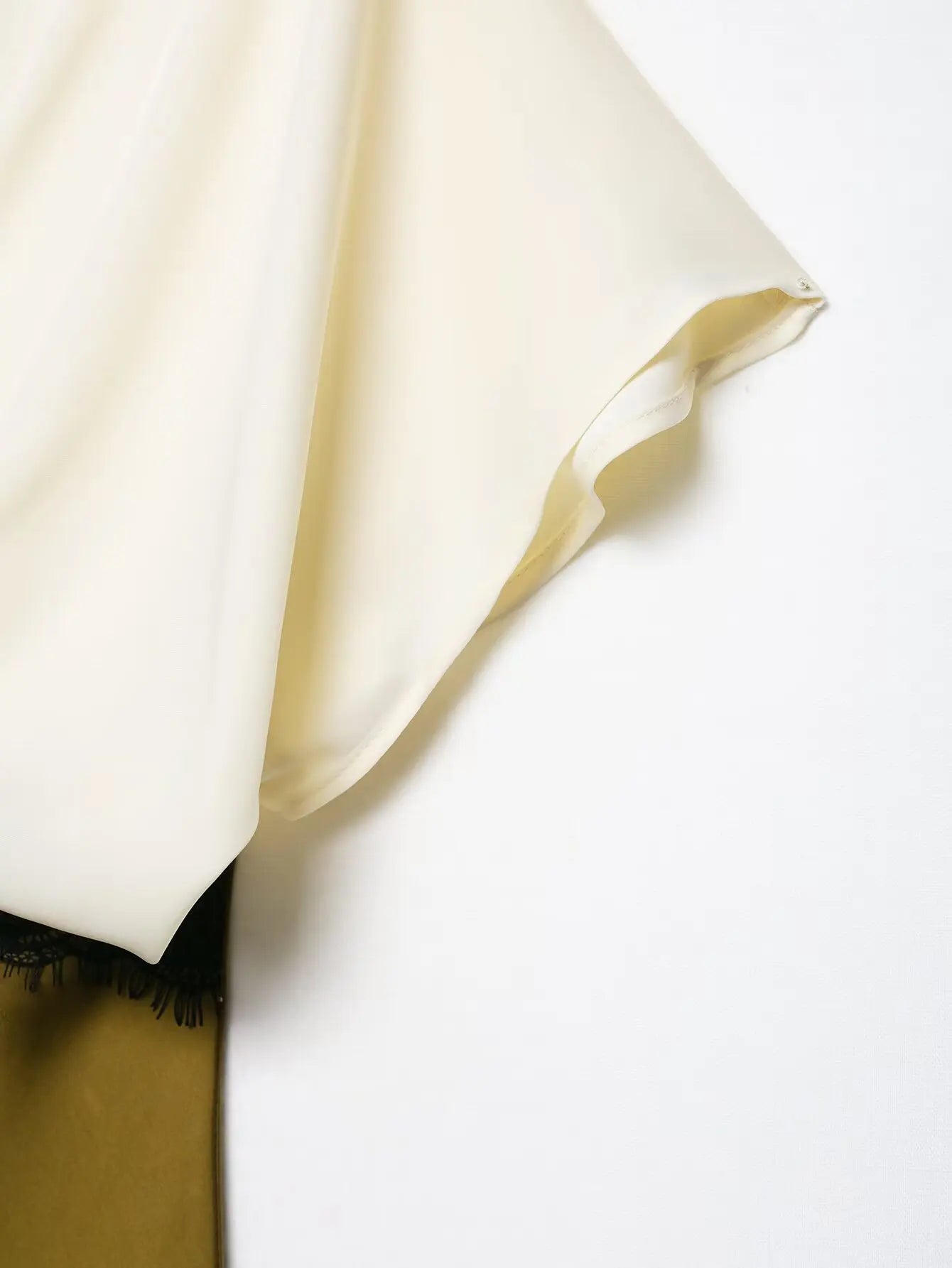 TRAF women's V-neck short sleeved autumn new item 2025 contrasting lace silk texture MIDI dress long French evening dress Badiee Stylez