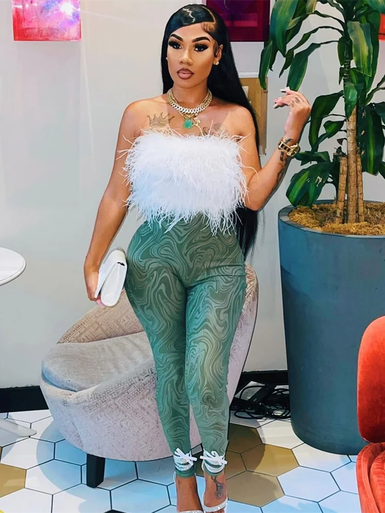WESAYNB Wholesale Clothing Summer y2k Clothes Sexy Corset Tops Feather Strapless White Crop Tops Women 2022 Backless Design Top WHITE