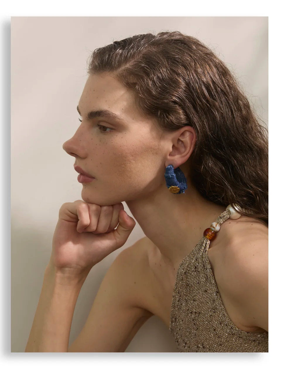 Yhpup Creative Blue Denim Flower C Shape Hoop Earrings Women Stainless Steel Popular Jewelry Autumn & Winter New 2025 Wholesale