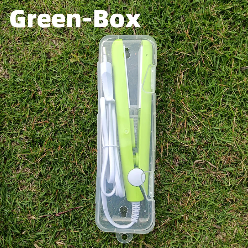 3 in 1 Hair Iron High Quality flat iron Straightening hot comb mini professional hair straightener & Curling Iron Styling Tools AppleGreen-Box