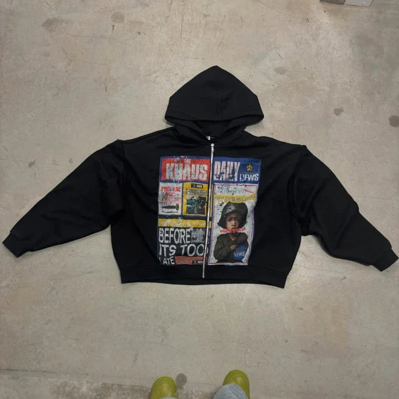 Y2k Streetwear Women Zipper Hoodie Harajuku Gothic Fashion Printed Pattern Casual Sportswear Devil Killer winter clothes women OO-1