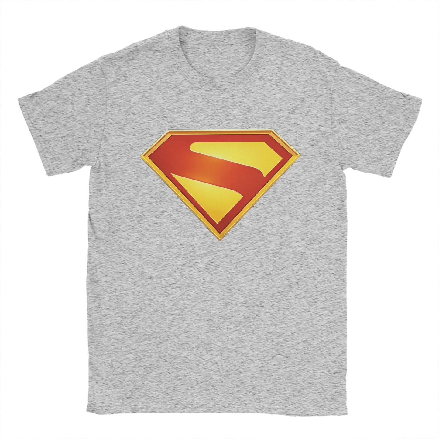 Supermans Logo Pure Cotton T-Shirt For Men's Beach Aesthetic T Shirts Round Neck Hipster Tees Oversized Custom DIY Clothes GRAY