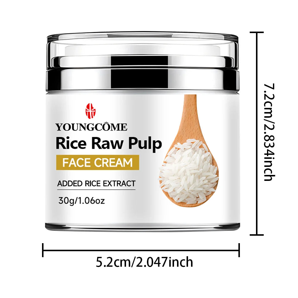 Rice Pulp Cream Hydrating and Nourishing Moisturizer Soothes,Anti Aging Remove Wrinkles Firming Pores Removing Acne Whitening 30G