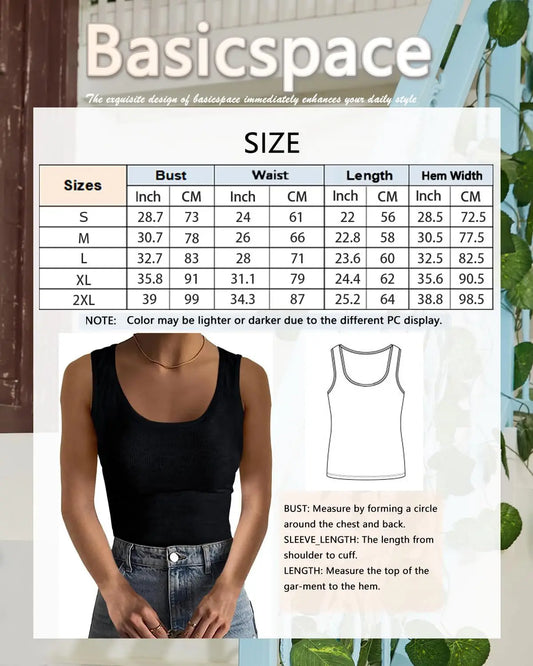 Summer Women's Vest Slim Fit Elastic Fashion Thread Basic Pullover Simple Versatile Square Collar Sleeveless T-shirt