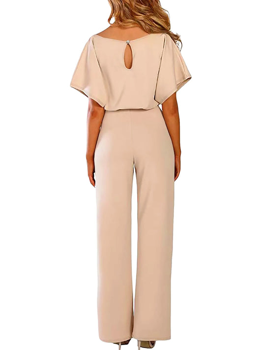 Women's Belted Jumpsuit Casual Wide-Leg Pants Summer Commute Outfit Stylish & Comfortable