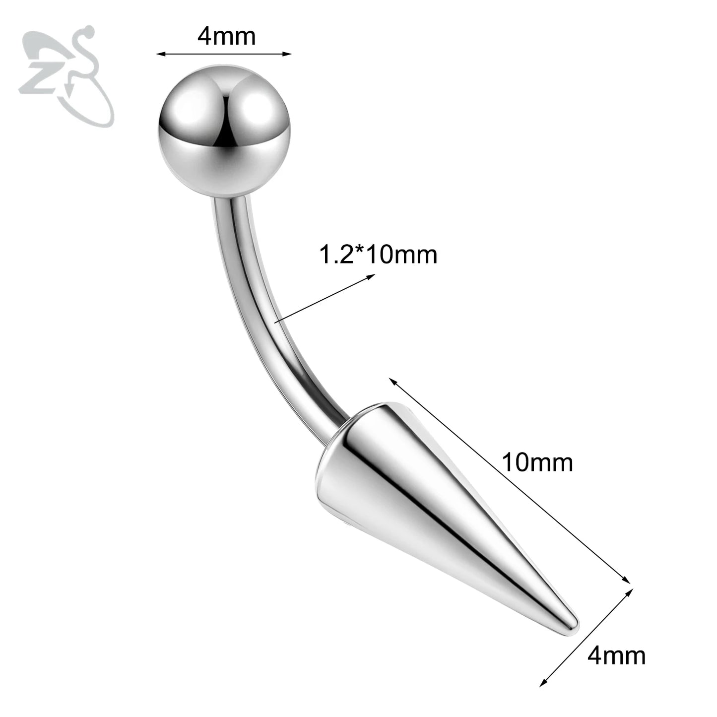 ZS 1 PC 16G Stainelss Steel Eyebrow Ring For Men Women Long Spike Curved Nose Bridge Piercing 3 Colors Cone Lip Labret Piercings Style 3 10X4X10MM