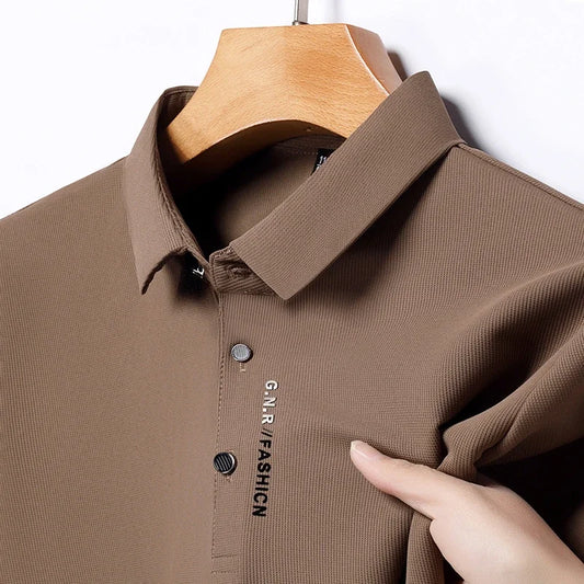 Men's Polo Shirt - Breathable & Comfortable Solid Color Top for Casual Business Style