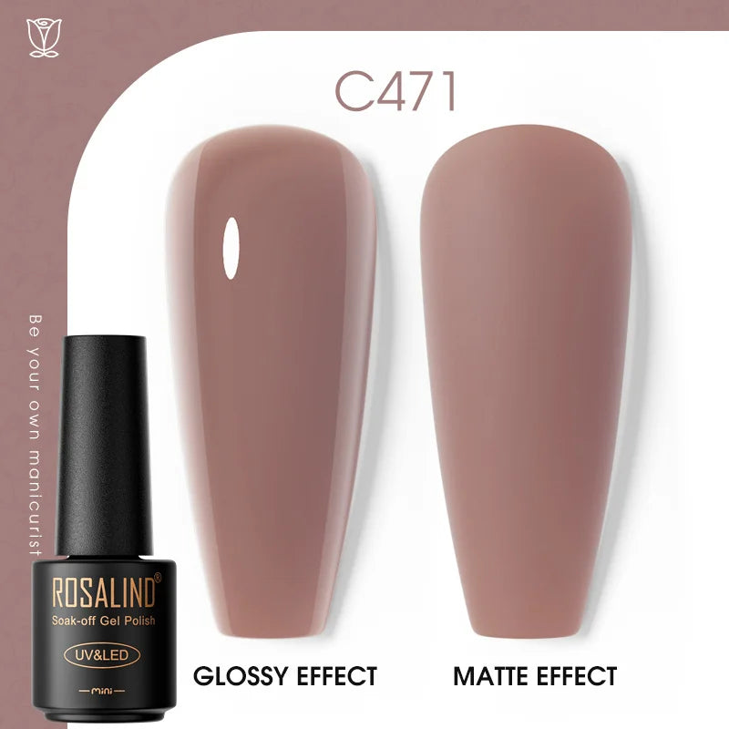 ROSALIND Hot-sale Bottle Gel Nail Polish Vernis Semi Permanent Primer Top Coat Bright Classic For Nail Art Design LED/UV Lamp C471