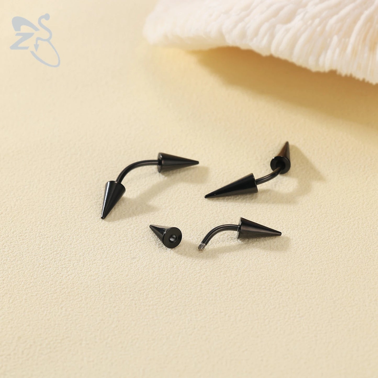 ZS 1 PC 16G Stainelss Steel Eyebrow Ring For Men Women Long Spike Curved Nose Bridge Piercing 3 Colors Cone Lip Labret Piercings