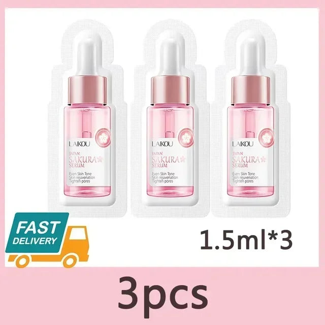 Sakura Whitening Face Serum Fade Fine Lines Anti Aging Tighten Pores Improve Melanin Pigment Dull Moisturizer Brighten Skin Care 3pcs 1.5ml