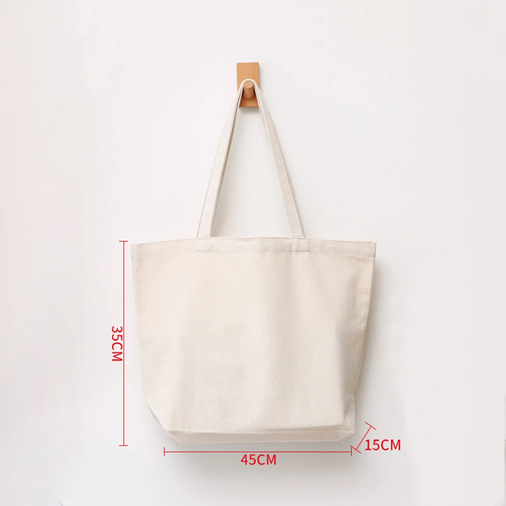 ISKYBOB Large Capacity Canvas Shoulder Bag Handbag Folding Eco Cotton Tote Bags Reusable DIY Painted Shopping Bag Grocery Bag