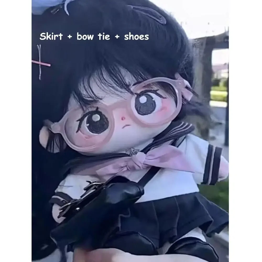 Pretty Dress Clothes for 20cm Cotton Doll, Kpop Plush Dolls Cute Outfit JK Dress Hoodie Casual Set Doll's Accessories 30