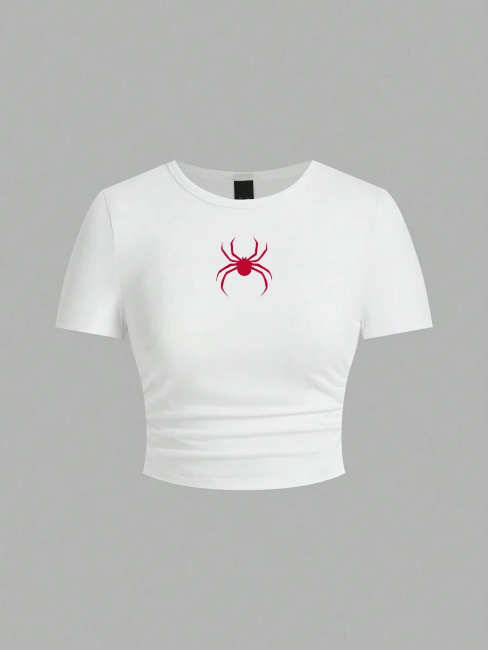 Simple Red Spider Printing Crop Tops Summer Street Fashion Women's Slim-fit T-Shirt Comfortable Soft High Elastic Female Clothes