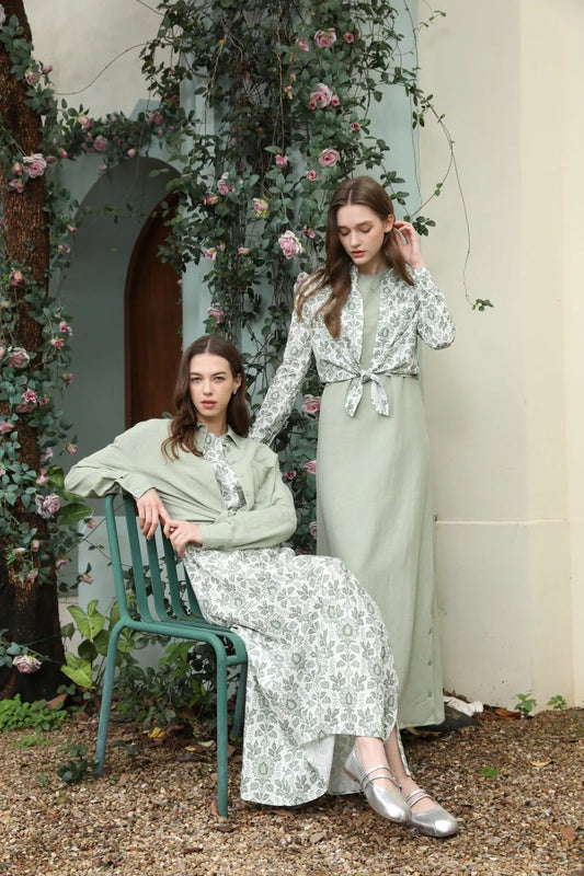 AS 2025 spring summer linen shirt + dress collection high quality print linen and knitting cardigan woman outfit