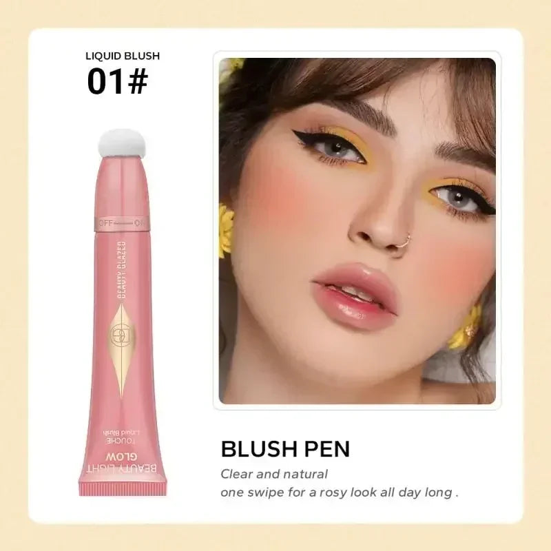 BEAUTY GLAZED 7 Colors Liquid Blush Stick Highlighter Multi Functional Make Up Pen Lip Cheek Waterproof Lasting Cosmetic 01blush