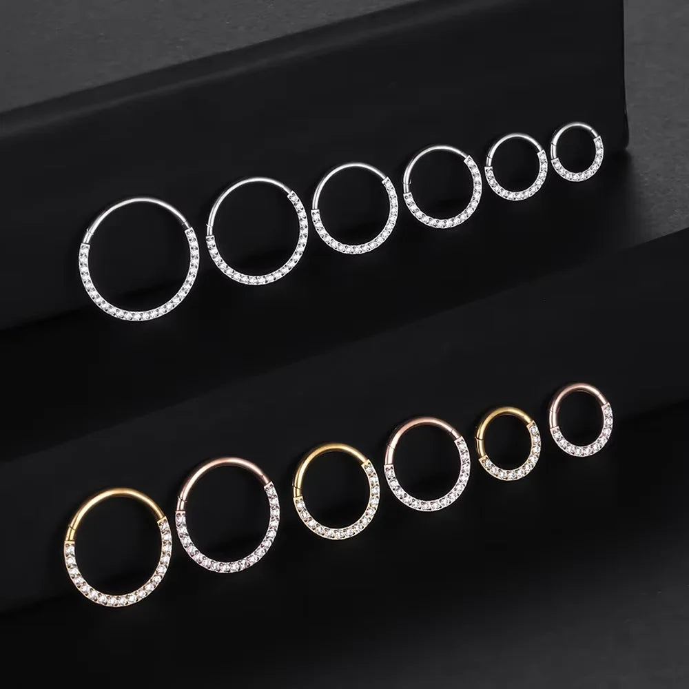 1/10Pc Stainless Steel Nose Ring CZ 16G Hinged Septum Clicker Segment Ear Tragus Cartilage Daith Lip Nose Body Piercing Jewelry
