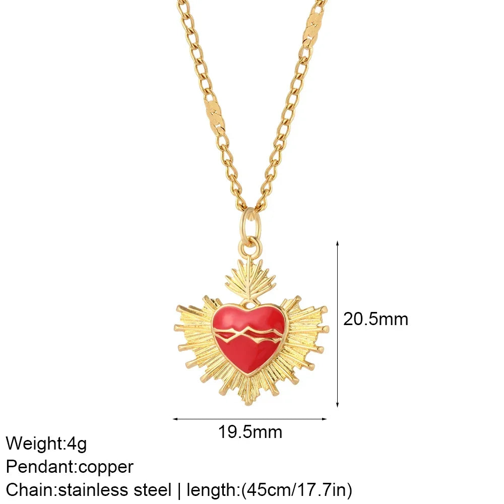 Heart Evil Blue Eye Sun Necklace for Women Cute Dog Bee Elephant Gold Color Pendant Woman's Collars Long Stainless Steel Chains NK066goldAC210319G6
