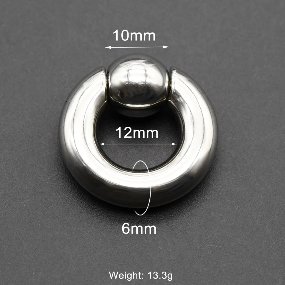 1Pc Large Gauges Stainless Steel CAPTIVE SPRING BEAD RING for Septum Piercing BCR Nose Ring Hoop Expander Earlobe Earrings 00G 6x12-10mm 1 Piece