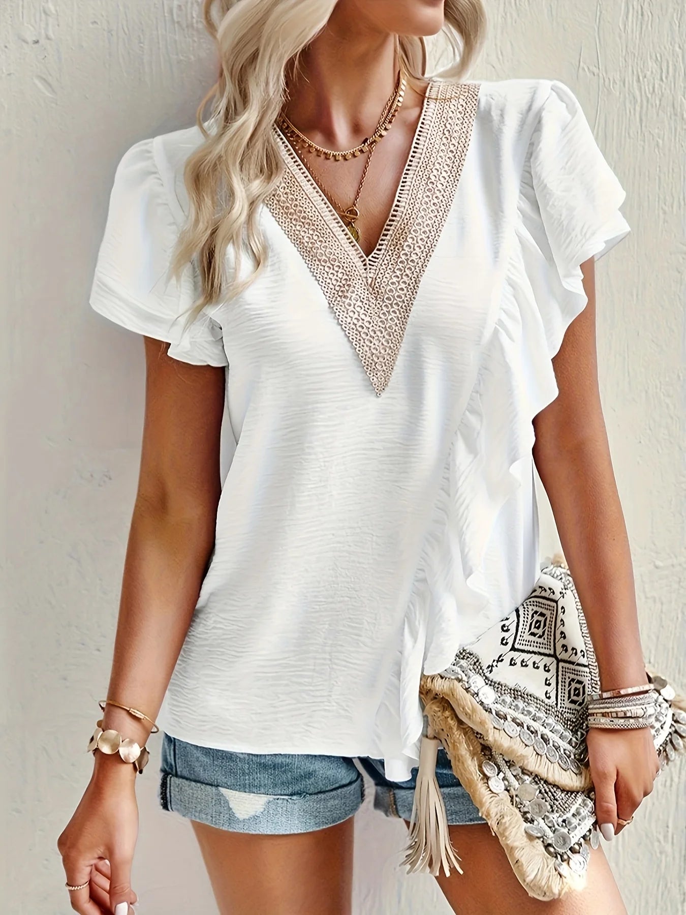 Women's oversized woven casual summer solid color shirt