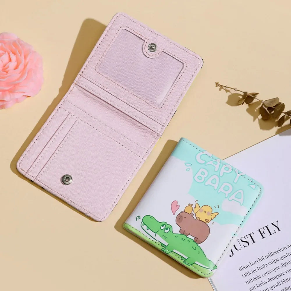 Vintage Bear and Rabbit Short Wallet Multi Slot Portable Money Bag PU Coin Purse Girl Style 2
