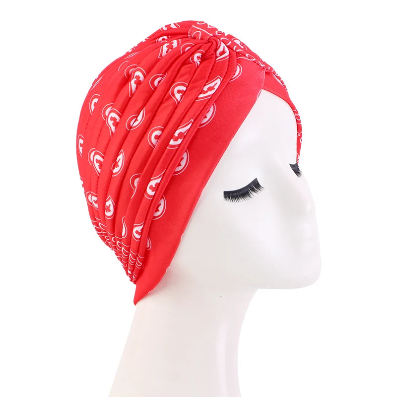 New Women Print Flower Knot Cancer Ruffle Chemo Hat Beanie scarf Turban Head Wrap Knitted Cap Hair Loss Accessories