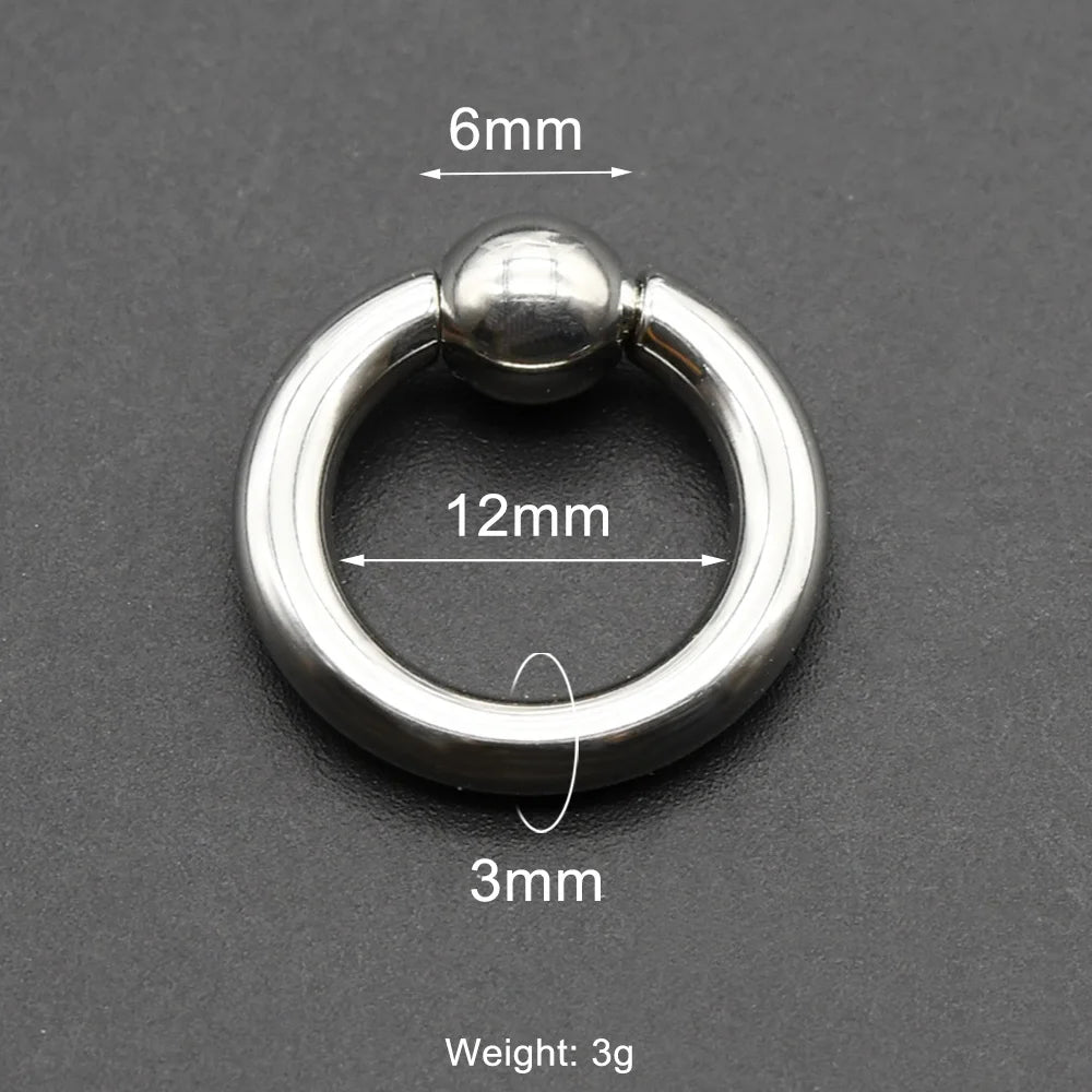 1Pc Large Gauges Stainless Steel CAPTIVE SPRING BEAD RING for Septum Piercing BCR Nose Ring Hoop Expander Earlobe Earrings 00G 3x12-6mm 1 Piece