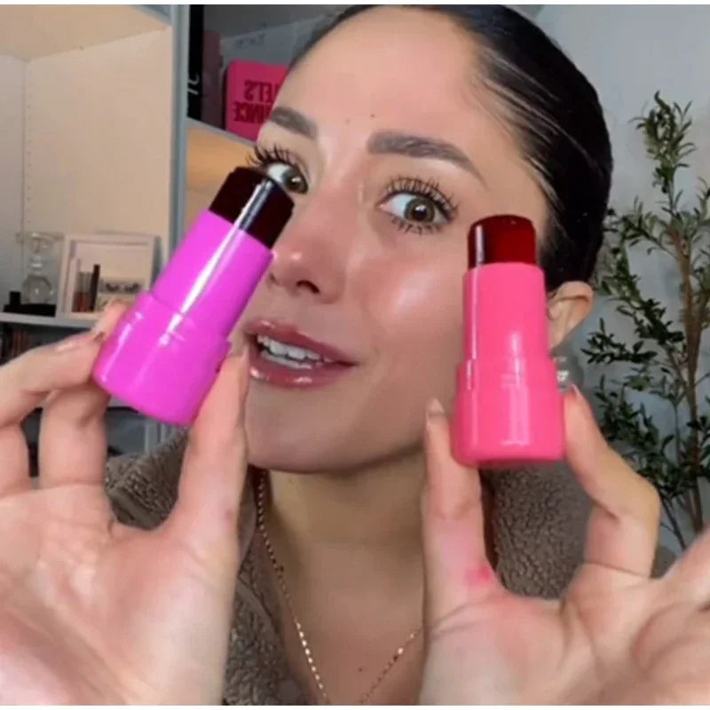 3-in-1 Milk Jelly Tint Facial Blusher Wand Moisturized Long Lasting Matte Rouge Cheek Contour Lipstick Sticker Beauty Makeup