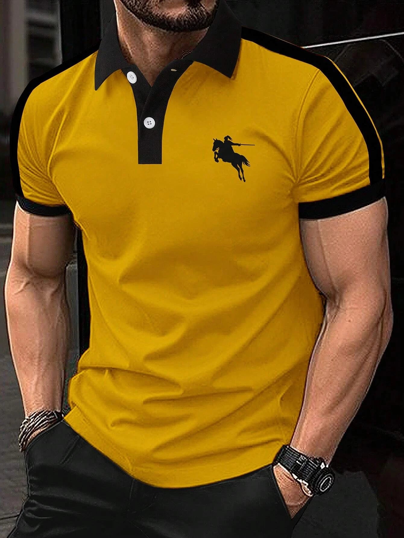 Men's Fashion Polo Shirt - Stylish Print, Lapel Button, Short Sleeve, Business Casual, Perfect for Golf and Everyday Wear