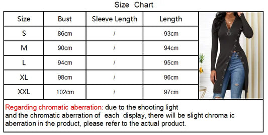 New European and American Women's V-neck Long Sleeve High Slit Threaded Zipper T-shirt Tops