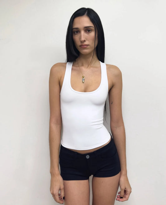 Tank Classic X-shaped Backless Baby Blue and Misty Gray Multi-color Comfortable Elastic Waist Tight Fit Backless Top