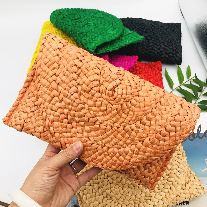 Corn Husk Weave Dinner Clutch Bag Women's Fashion Simple Solid Straw Large Purse Woman Summer Casual Vacation Ladies Wallet 2025 4