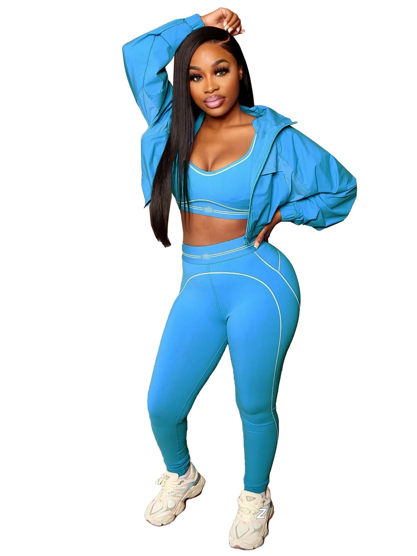 Fitness Women 2 Piece Set Sleeveless Tank Top Skinny Jogging Pants Matching Set 2025 Summer Popular Streetwear Sporty Tracksuits Blue