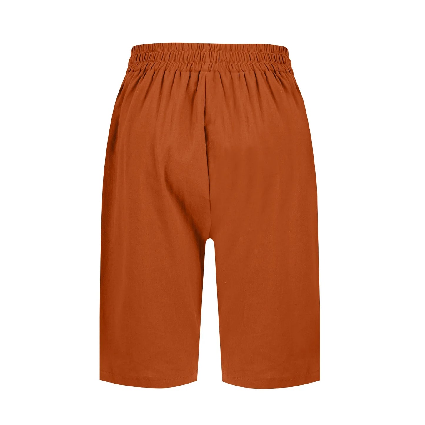 Womens Capris Cotton Linen Pants Drawstring Elastic Waist Pants Casual Cropped Trousers Daily Breeches Five Half Pants Pantalone